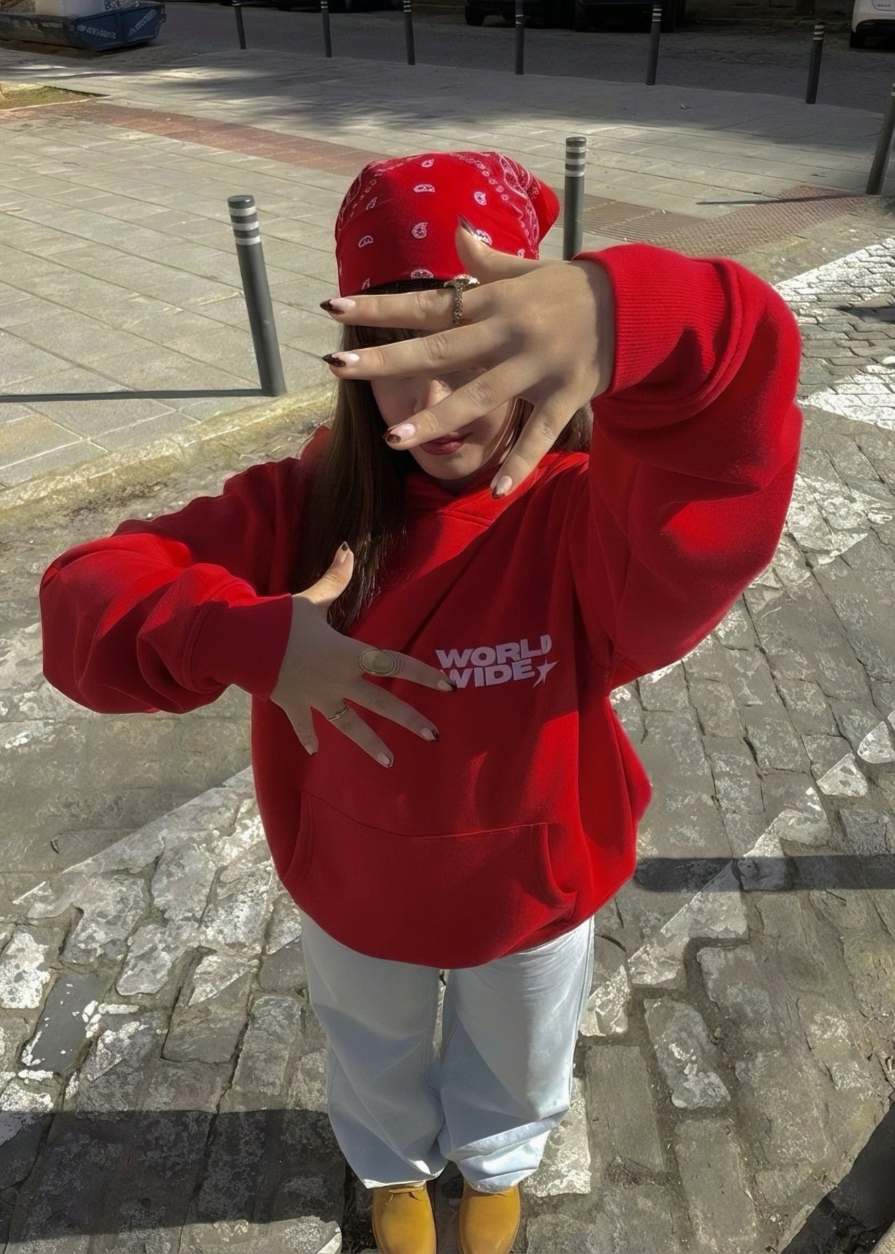 WORLDWIDE RED HOODIE